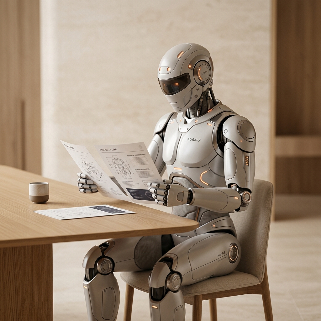 AI robot reviewing documents